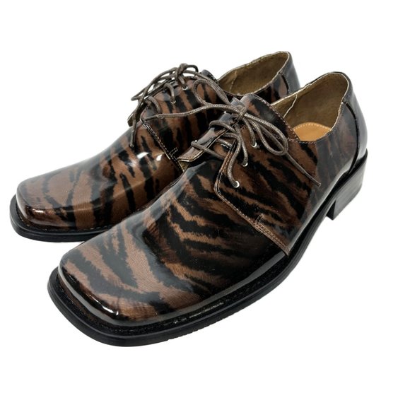 Vintage  Zebra  Brwn Blk Oxford Formal Dress Zoot Suit Shoe Rare OOAK NWOT